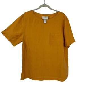 jacqueline ferrar Vintage silk blouse size Large Butterscotch Short Sleeves